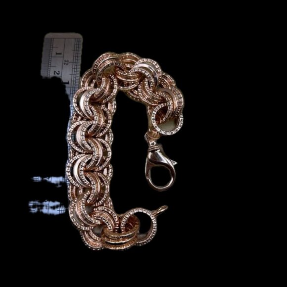 Estate Bronze Milor Italy Thick Circles Rose Gold Plated Chain Brac… - Picture 4 of 13